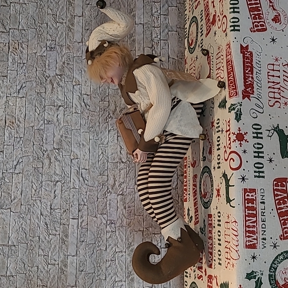 Artic Holiday 24" Sitting Christmas Elf Holding a Christmas Present - Picture 5 of 6